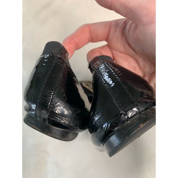 Tory Burch Womens Ballet Flats size 8 M Black Patent Leather Gold Caroline - Picture 4 of 8